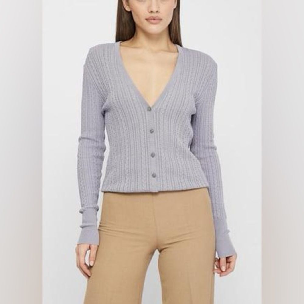 ZARA JEWEL BUTTON CABLE-KNIT CARDIGAN